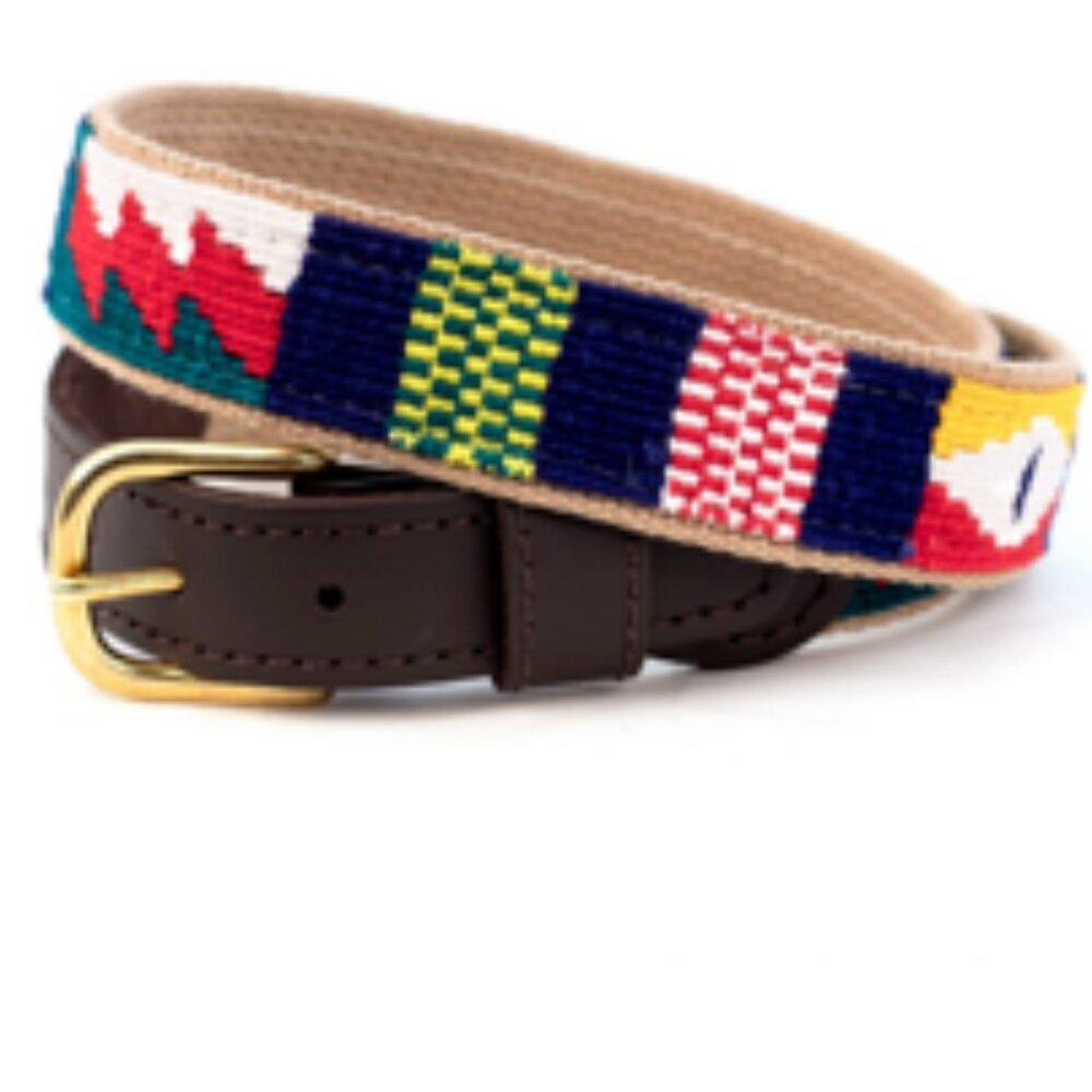 A Tail We Could Wag Handwoven Artisan Cotton & Leather Belt 34